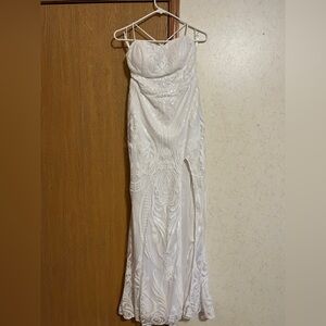 Women's Mermaid Sequin Prom Dresses with Slit Sparkly Bridal Wedding